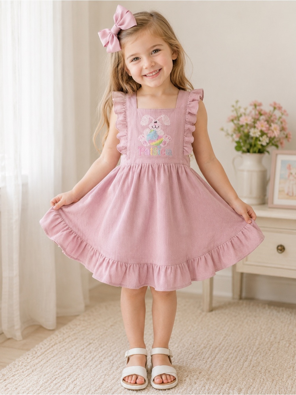 “Paisley” Pink Ruffled Bunny Dress